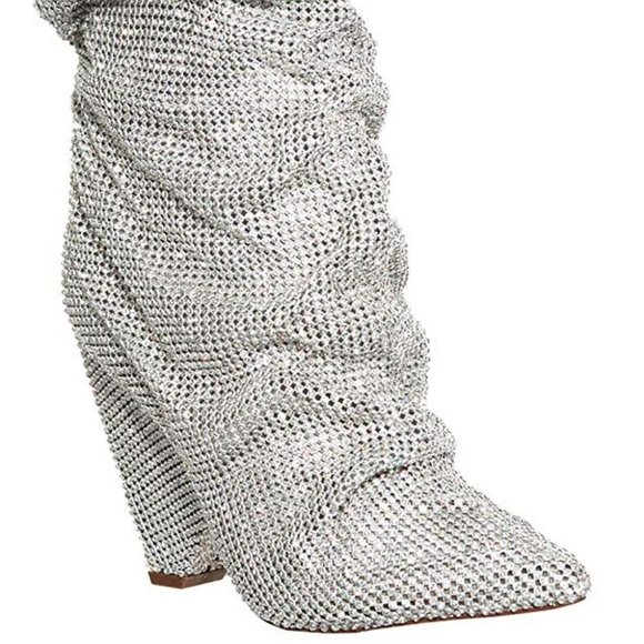 women's crystal rhinestone embellished slouch boots - Picture 5 of 7